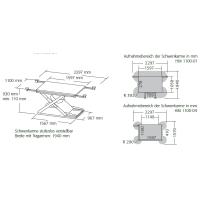 Een verrijdbare, mobiele schadehefbrug op lucht met een hefhoogte van 1 meter.  Ideaal voor werkzaamheden als schuren of het ophangen van plaatdelen. Ook gelijkvloers in de grond te bouwen en met veel verschillende armen en opnamepads te gebruiken.