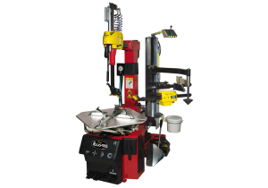 Volautomatische Bandenwisselaar met LeverLess kop (zijdelings wegdraaiend). Banden demontage apparaat met een draaitafel.