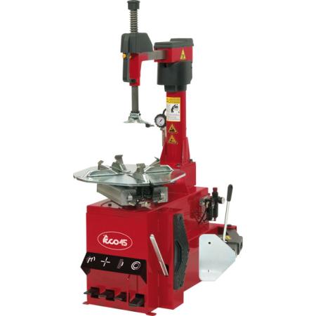 Semi-automatische bandenwisselaar met zijdelings wegdraaiende kop